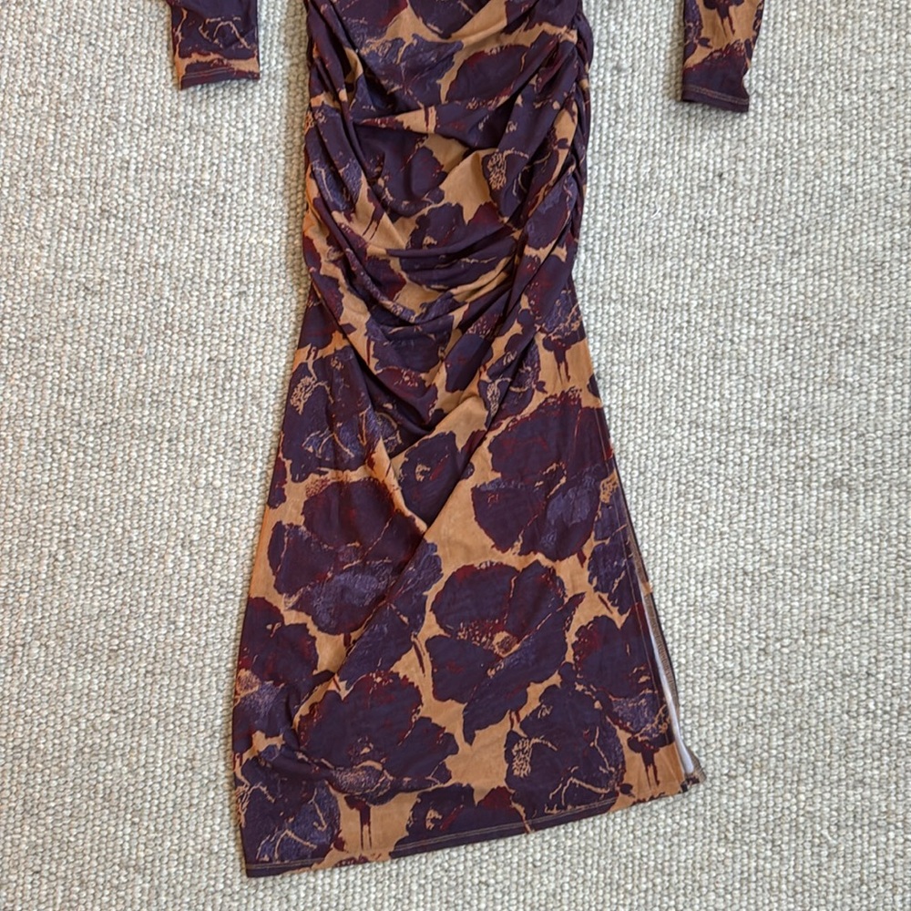STAUD Solana Floral Print Long Sleeve Maxi Dress Dried Pressed Flowers NWT - Picture 6 of 15